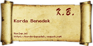 Korda Benedek névjegykártya